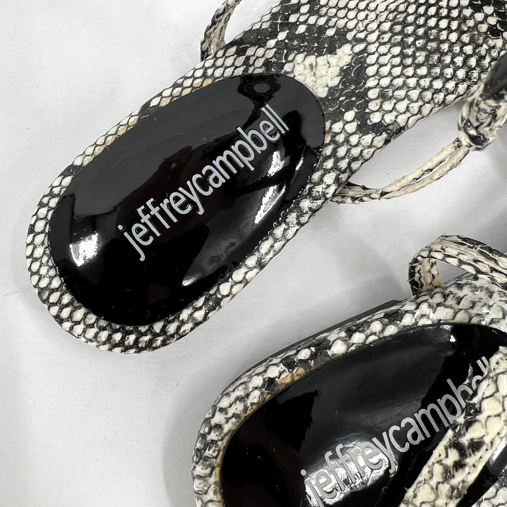 JEFFREY CAMPBELL Shoes Women 7.5 Black Snake Myron Slingback Flat Pointy Leather - Picture 7 of 10